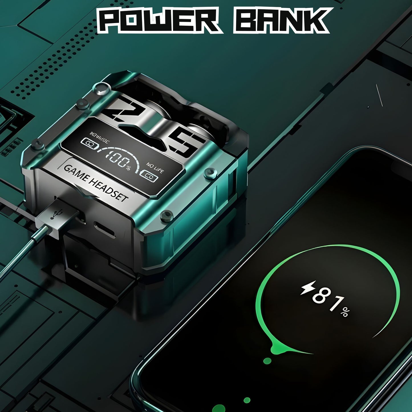 M25 Earbuds + Powerbank (2 in one)